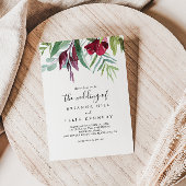 熱帯色の書道フローラ結婚の種類 招待状