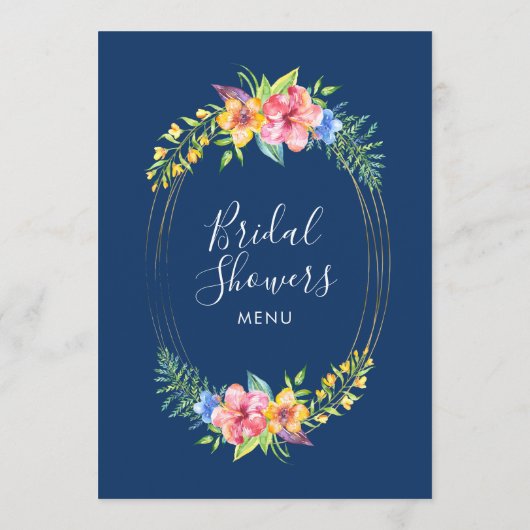 熱帯色の花の花束金ゴールド枠 メニュー (裏面)