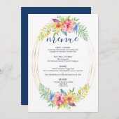 熱帯色の花の花束金ゴールド枠 メニュー (正面/裏面)