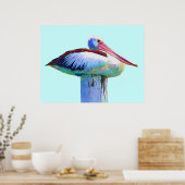 熱帯色ペリカン ポスター (キッチン)
