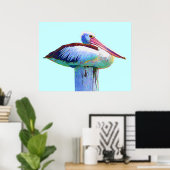 熱帯色ペリカン ポスター (ホームオフィス)