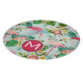 熱帯花および鳥は|あなたのイニシャルを加えます カッティングボード (角)