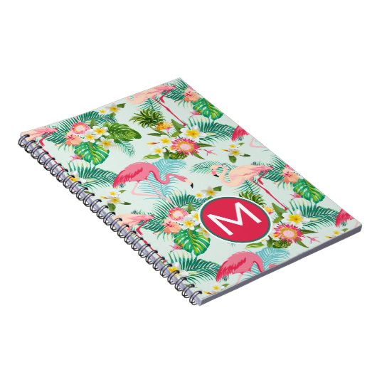 熱帯花および鳥は|あなたのイニシャルを加えます ノートブック (右側)