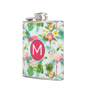 熱帯花および鳥は|あなたのイニシャルを加えます フラスク (左)
