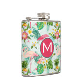 熱帯花および鳥は|あなたのイニシャルを加えます フラスク (右)