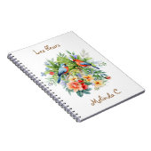 熱帯花が登場するかわいい鳥たち2羽 ノートブック (右側)