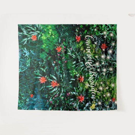熱帯花が花を照らす結婚パーティーの背景 タペストリー (正面(横))