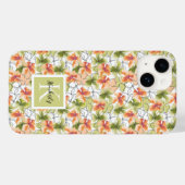 熱帯花とラインアートモノグラムの Case-Mate iPhoneケース (裏面 (横))