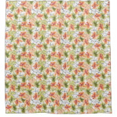 熱帯花とラインアート シャワーカーテン (正面)