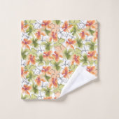 熱帯花とラインアート バスタオルセット (ウォッシュタオル)