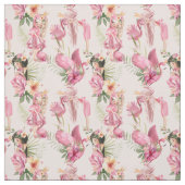 熱帯花と少女の織物 ファブリック (見本)