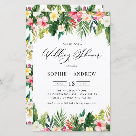 熱帯花と緑のウェディングシャワー (正面/裏面)