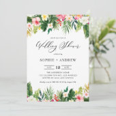 熱帯花と緑のウェディングシャワー 招待状 (スタンド正面)