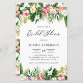 熱帯花と緑のブライダルシャワー招待状 (正面/裏面)