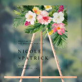 熱帯花と緑の夏結婚の アクリルサイン (ニュートラル)