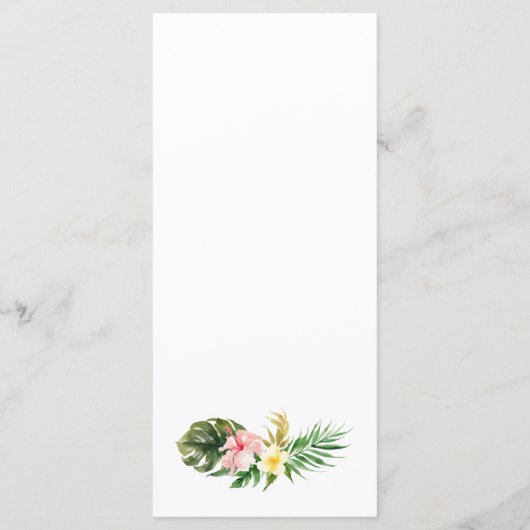 熱帯花と緑の夏結婚の メニュー (裏面)