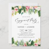 熱帯花と緑の婚約パーティ 招待状 (正面)