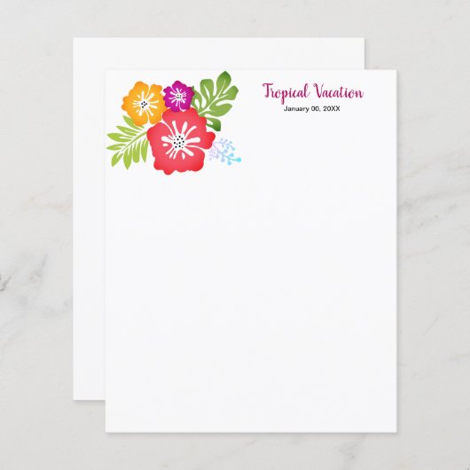 熱帯花と葉スクラップブック作り紙 (正面/裏面)