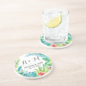 熱帯花と葉リース春の結婚式 コースター (側面)