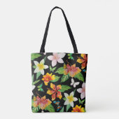 熱帯花と蝶のパターン トートバッグ (裏面)