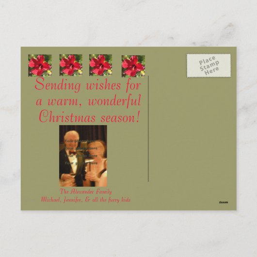 熱帯花のクリスマスの写真カード シーズンポストカード (裏面)