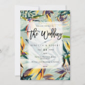 熱帯花のジャングルのモダンの結婚式招待状 招待状 (正面)