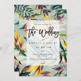 熱帯花のジャングルのモダンの結婚式招待状 招待状