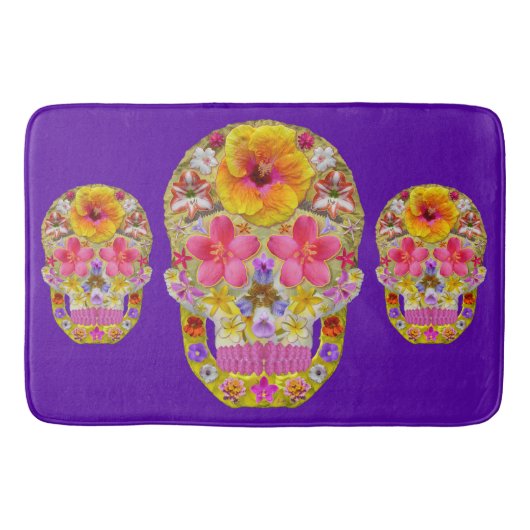 熱帯花のスカル4 - バスマット (正面)