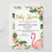 熱帯花のフラミンゴのベビーシャワーの招待 招待状 (正面)