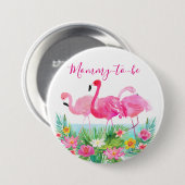 熱帯花のフラミンゴはお母さんにあります 缶バッジ (正面&裏面)