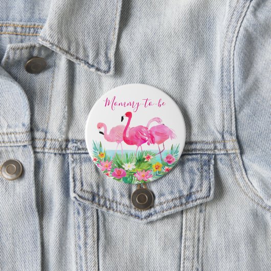 熱帯花のフラミンゴはお母さんにあります 缶バッジ (インサイチュ)