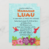 熱帯花のルアウ(ハワイ式宴会)のパーティの招待状 招待状 (正面/裏面)