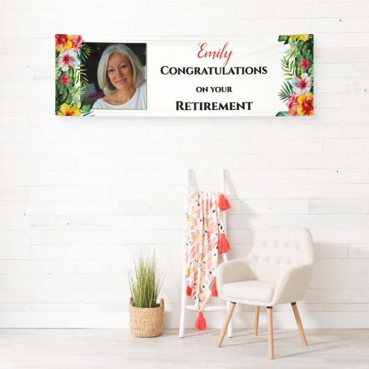 熱帯花の写真の退職の旗 横断幕 (インサイチュ)