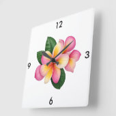 熱帯花の壁時計 スクエア壁時計 (傾斜)