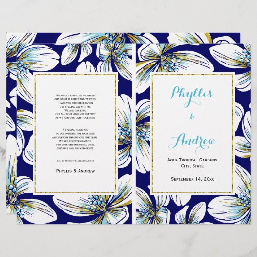 熱帯花の折り畳み式結婚式 (正面/裏面)