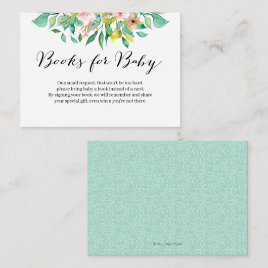 熱帯花の本の要求ベビーシャワー エンクロージャーカード (正面/裏面)