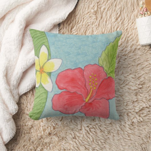 熱帯花の枕 クッション (ブランケット)