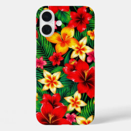 熱帯花の模様 iPhone 16 PLUSケース