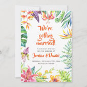 熱帯花の水彩画の上品の保存日付 セーブザデート (正面)