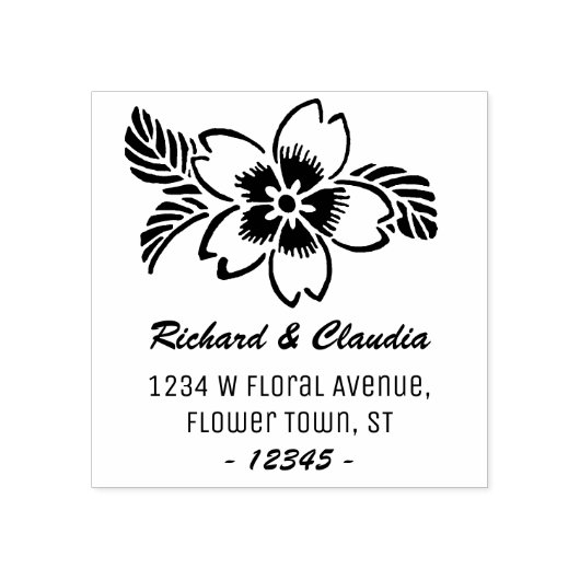 熱帯花の野草 |名前差出人住所 ラバースタンプ (インプリント)