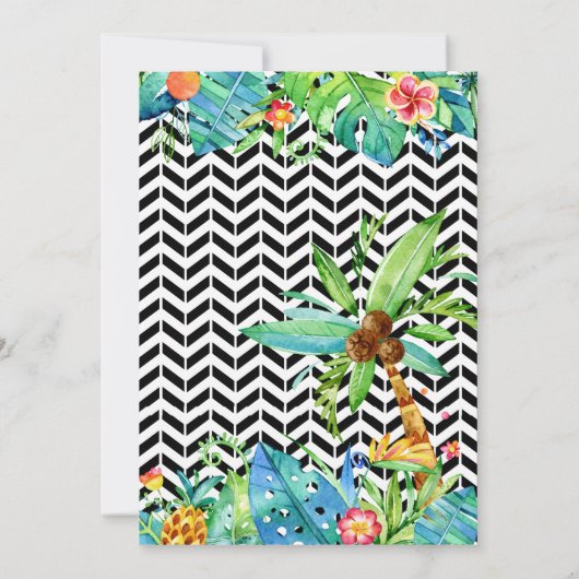 熱帯花の黒いブライダルシャワーの招待状 招待状 (裏面)