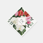熱帯花オーキッドモンステラ結婚水色 スタンダードカクテルナプキン (角)