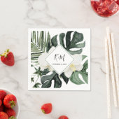 熱帯花オーキッドモンステラ結婚水色 スタンダードカクテルナプキン (インサイチュ)