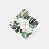 熱帯花オーキッドモンステラ結婚水色 スタンダードカクテルナプキン (角)