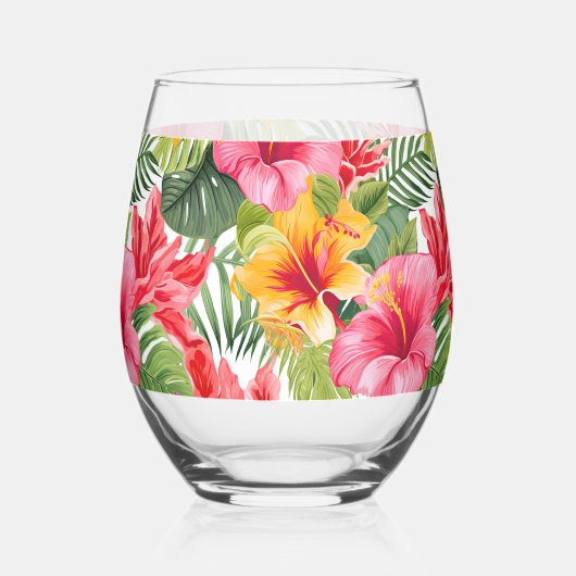 熱帯花ガラス製品 ステムなしワイングラス (裏面)