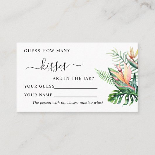 熱帯花ゲームカードの数キス プレイスカード (正面)