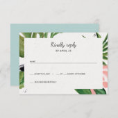 熱帯花シンプル婚式RSVP 出欠カード (正面/裏面)