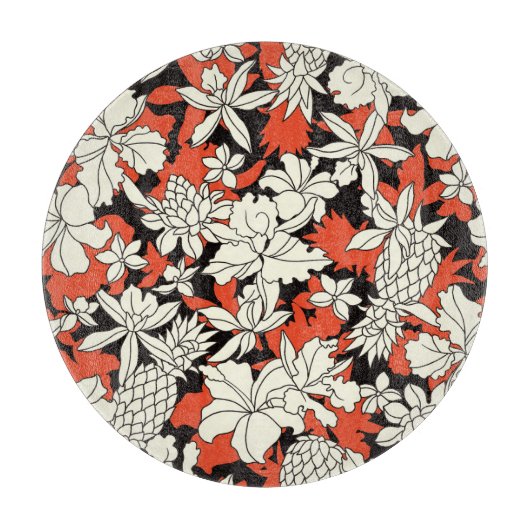 熱帯花シームレスエキゾチック模様 カッティングボード (正面)