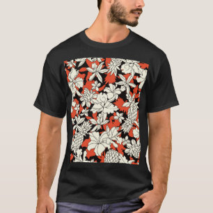 熱帯花シームレスエキゾチック模様 Tシャツ
