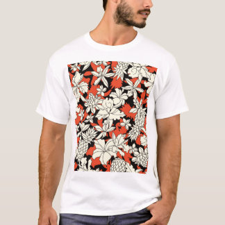 熱帯花シームレスエキゾチック模様 Tシャツ